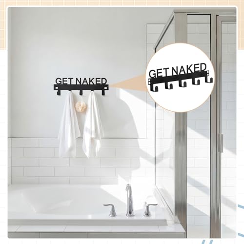 Reallnaive GET Naked Over The Door Hooks Bathroom Decor Hanger Wall Mount Rack Holder for Towel, Hat, Coat, Cloth, Keychain, Bag, Christmas Gift - style: Get Naked