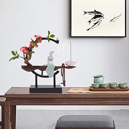 Backflow Incense Holder with LED Light, Countertop Incense Burner Holder Chinese Retro Ceramic Backflow Incense Burner for Relaxing or Home Decor (Style 3) - size: Style 3