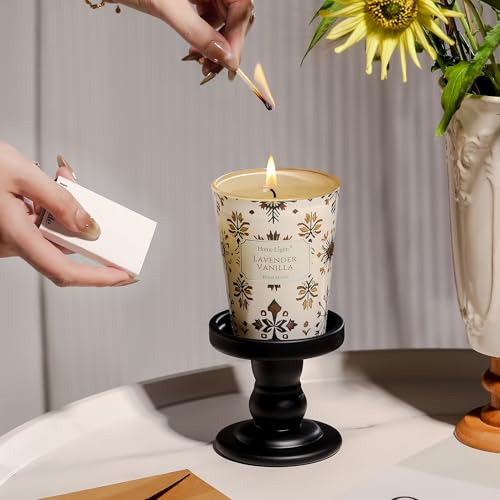 HomeLights Soy Wax Candles for Home Scented, 1-Wick Candles in Lavender Vanilla Scented, Aromatherapy Candles Gift for Parties, Relaxing, Bohemian Natural Textures, 6.7oz - color: Lavender Vanilla