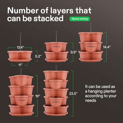 VIVOSUN 5 Tier Vertical Gardening Stackable Planter for Flowers, Brown | Planter for Flowers, Herbs, Vegetables, Brown - size: 5-Tier-Brown