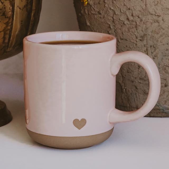 Sweet Water Decor Pink Heart Coffee Mug, 14oz Stoneware Cup with Handle for Hot Cocoa, Tea & Cider, Microwave & Dishwasher Safe, Romantic Valentine's Day Gift for Her - style: Pink Heart
