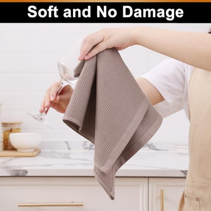 Homaxy 100% Cotton Waffle Weave Kitchen Towels, 4 Pack | Soft and Absorbent Dish Towels, 16 x 26 Inches Quick Dry Hand Towels, Beige/Dark Grey/Brown - color: Beige/Dark Grey/Brown/Light Grey, size: 16 x 26 - 4 Pack
