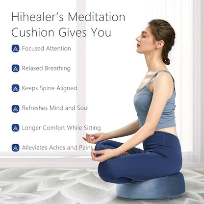 Hihealer Meditation Cushion, Traditional Tibetan Meditation Pillow Velvet Cover - Large Floor Cushion Seating for Adults - Yoga Buckwheat Bolster for Women、Moms - color: Blissful Pink & Aqua