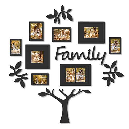 HELLO LAURA - Picture Frame Collage Large Wall Hanging Photo Frames Elegant Tree Collage Frame Gifts for Family Friends 4x6 inch Home Wall Decor Gallery Display (Black - Family Tree shape) | Multi Photo Frame for 4x6 Photos, Elegant Wall Hanging Gallery D