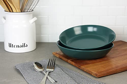 Double Line 9.5"/36 oz Dinner Bowl, Set of 2, Emerald Green - color: Emerald Green, size: Dinner Bowl