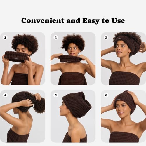 Luxury Organic Japanese Cotton Waffle Spa Headband for Women | Adjustable Towel Headband with Magic Tape | Makeup, Face Washing, Facial, Cosmetic & Skincare, Gift for Her Self-Care (Dark Cocoa) - color: Dark Cocoa, style: Headband (Extra Wide)