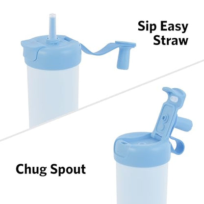 Glad Sip & Chug Insulated Water Bottle - Skinny Stainless Steel Tumbler with Straw and Chug Lid - Leak Resistant Double Walled Metal for Hot and Cold Drinks, 23oz, Blue - color: Blue