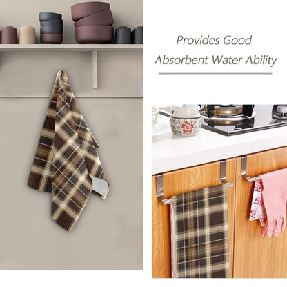 ALAZA Hand Towels for Bathroom Set of 2, Brown Tartan Plaid Pattern Ultra Soft and Absorbent Fingertip Towels & Face Cloths, 28 x 14 inch