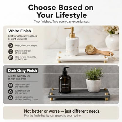 Water Absorbing Stone Sink Caddy Kitchen Sink Organizer Tray, Diatomite Bathroom Counter Tray, Gold Faucet Drying Mat Coaster Soap Dish Rack Riser Dispenser Sponge Holder, White 10" x 4" - color: 10"x 4" - White - Gold