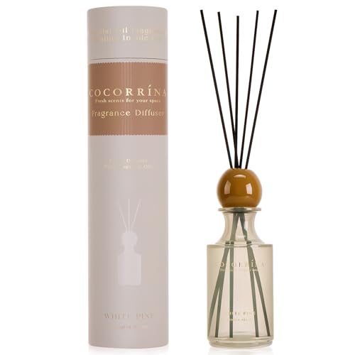 Reed Diffuser 8.5 oz Large Capacity White Pine Scent | 6 Reed Sticks, Long-Lasting, Home Fragrance Oil Diffuser for Bathroom, Bedroom & Home Décor