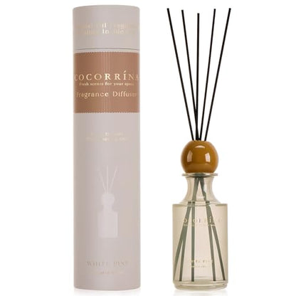 Reed Diffuser 8.5 oz Large Capacity White Pine Scent | 6 Reed Sticks, Long-Lasting, Home Fragrance Oil Diffuser for Bathroom, Bedroom & Home Décor