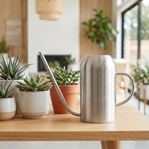 Fasmov Stainless Steel Watering Can with Long Spout Modern Style Watering Pot, 53oz/1.5L