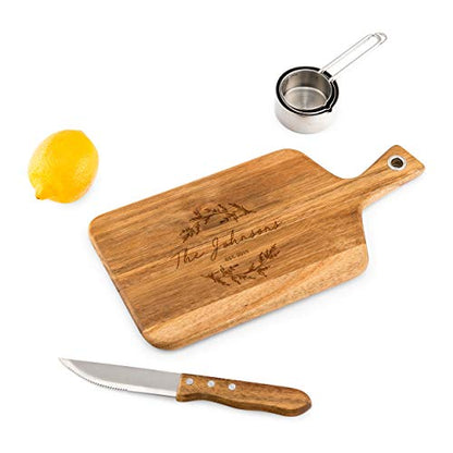 Weddingstar Personalized Wooden Paddle Cutting Board or Serving Board With Handle 13.5" x 6.5" - Signature Script Etching - color: Signature Script, size: 13.5"L x 6.5"W