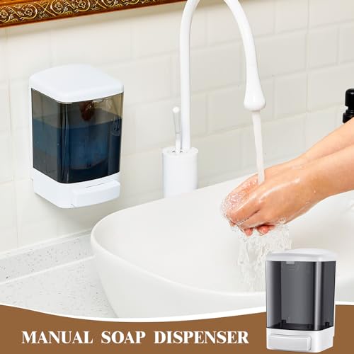 Hushee 4 Pcs Wall Mounted Soap Dispenser,33.8 Oz 1000 Ml,Black | Manual Press, 1000ml 33.8oz Capacity Clear Window, For Restaurant Bathroom Kitchen Hotel, Liquid Soap Shampoo Dispenser - color: Black, size: 33.8 oz 1000 ml