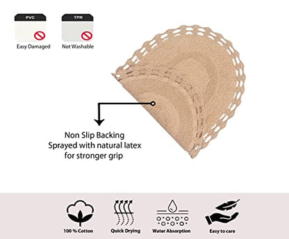 Home Weavers Hampton Crochet Reversible Bathmat 100% Cotton Bathroom Rugs Set, Washable Rug, Extra Soft and Absorbent Bath Rug, Kitchen Mat, Bath Mat Set, Mat Non Slip, 24"x40" Rectangle, Linen - color: Linen, size: 2' x 3'4" (Oval)