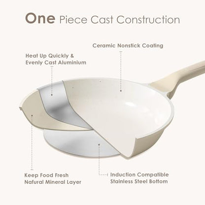 SENSARTE Nonstick Ceramic Cookware Set Large-Size 13-Piece, Healthy Pots and Pans Set, Non-toxic Kitchen Cooking Set with Stay-Cool Handles, PFAS and PFOA Free, Cream White - color: Antique White