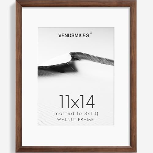11x14 Picture Frame Natural Solid Walnut Photo Frames with 8x10 Removable Mat Wall Hanging Large Handcrafted Frame with HD Plexiglass Wall and Tabletop Display Large Poster Frame - color: Walnut, size: 11X14,1P