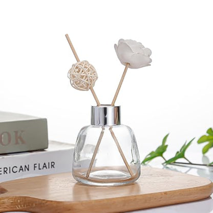Kaxich 4 Pack Reed Diffuser Bottle with 30pcs Reeds Sticks, 3.52 oz | Empty Refillable Essential Oil Glass Bottles Elegant Home Decor Set Gift