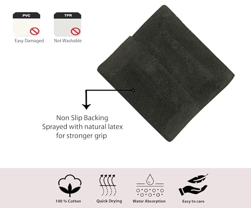Home Weavers Luxury Collection 100% Cotton Reversible Bathroom Rugs Set, Washable Rug, Soft Cotton Extra Soft and Absorbent Bath Rug, Kitchen Mat, 2 Piece Set(S+M), Gray - color: Grey, size: 2 Piece Set(S+M)