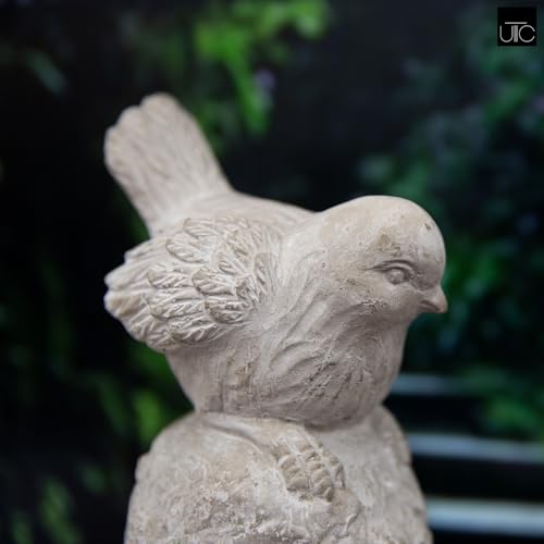 Small Cement Bird Statue, Gray Concrete Finish (4.5 X 3.75 X 7.5 Inches) | Decorative Bird Figurine With A Gray Concrete Finish, Ideal For Patios, Lawns, Yards, Tables, And Outdoor Spaces. - size: 4.50"x3.75"x7.50"H