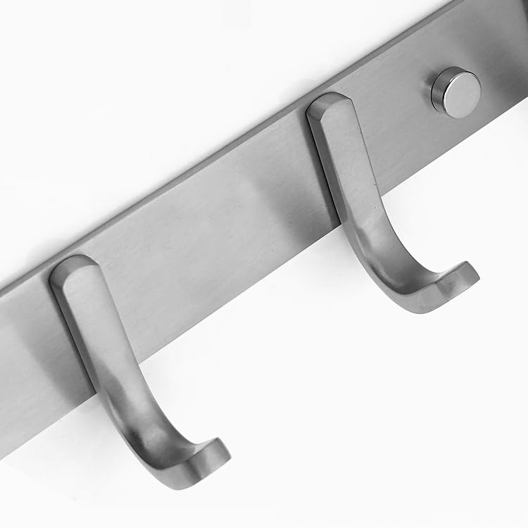 Wall Mounted Coat Hook Rack, 16-Inch with 6 Hooks, 304 Stainless Steel Brushed Nickel, for Bedroom, Bathroom, Foyer, Hallway - size: 6 hooks