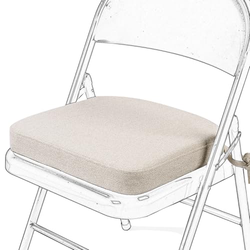 SINOSSO Memory Foam Chair Cushion for Folding Chair 1 Pcs, Thickened 2" Square Kitchen Chair Pad with Ties, Indoor Non-Slip Dining Chair Seat Cushion (1 Piece, Oatmeal Beige) - color: Oatmeal Beige