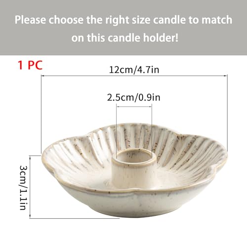 Ceramic Taper Candle Holder, 4.72 in Polished Round Base Tray | Low profile shape fits mantels, shelves, bars and dining tables without overwhelming small spaces. - color: Gray