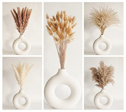 Natural Dried Pampas Grass Decor - 110 Pcs, Contains White Bunny Tails, Artificial Flowers for Bathroom, Office and Baby Shower Decor - size: 110PCS