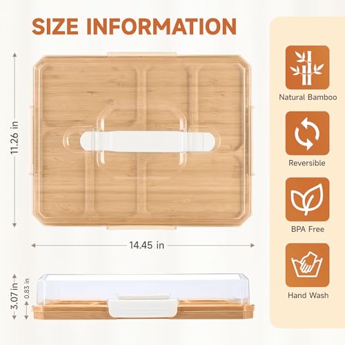 Charcuterie Board with Lid, Travel Portable Snackle Box Charcuterie Container Bamboo Cutting Boards for Candy Fruits Nuts Snacks, House Warming Gifts for Women