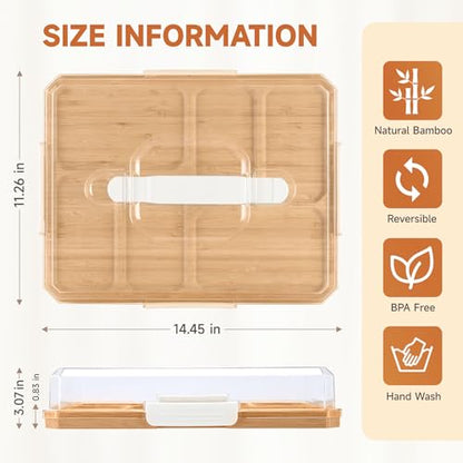 Charcuterie Board with Lid, Travel Portable Snackle Box Charcuterie Container Bamboo Cutting Boards for Candy Fruits Nuts Snacks, House Warming Gifts for Women
