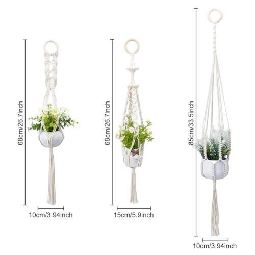 FREEBLOSS 3 Sets Macrame Plant Hanger Kit Macrame Wall Hanging Kit Macrame Plant Hangers Indoor Hanging Planter Basket Macrame Kit for Beginners with Video Tutorial