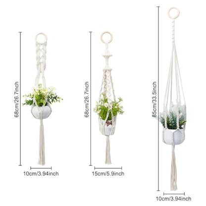 FREEBLOSS 3 Sets Macrame Plant Hanger Kit Macrame Wall Hanging Kit Macrame Plant Hangers Indoor Hanging Planter Basket Macrame Kit for Beginners with Video Tutorial