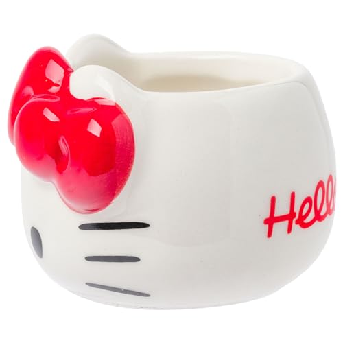 Silver Buffalo Sanrio Hello Kitty Sugar Bows, 3D Mini Cup Set, 4pk, 3.5oz | Different Color, Pack, Ceramic, Sculpted, Perfect for Cream or Milk, 0.1 Liters - color: Hello Kitty Without Handle