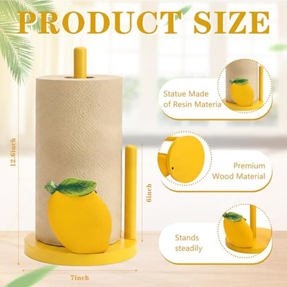 Lemon Paper Towel Holder 3D Lemon Kitchen Decor Countertop Toilet Paper Towel Stand 12.5 Inch Yellow Resin Decorative Funny Housewarming Gifts for Women Farmhouse, Home Decor - style: Lemon
