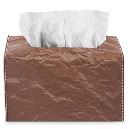 Hand Towels Box Cover,PU Leather Tissue Box Cover Holder Compatible with Kleenex Disposable Paper Hand Towels Suitable for Dining,Kitchen,Bathroom(1-Brown) - color: 1-brown