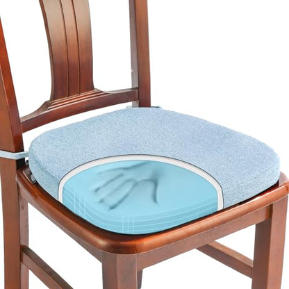 SINOSSO 1 Pack Memory Foam Chair Cushions for Dining Chair, Friendly Woven Fabric 16" U-Shape Comfortable Kitchen Chair Pad, Removable Slip Resistant Seat Cushion (1 Piece, Water Blue) - color: Water Blue