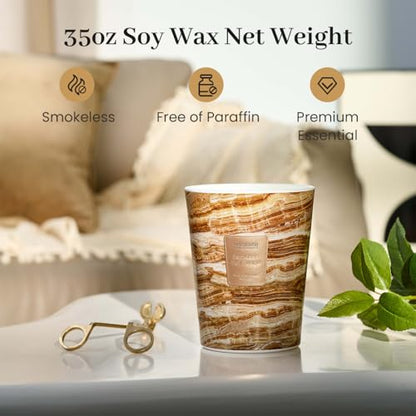 M&SENSE Extra Large Candle 35oz 150H Espresso Hot Fudge Scented Candle, 3 Wick Highly Scented Jar Candle, XL Candles Gift for Stress Relief, Meditation, Yoga - color: EspressoHotFudge, size: Large