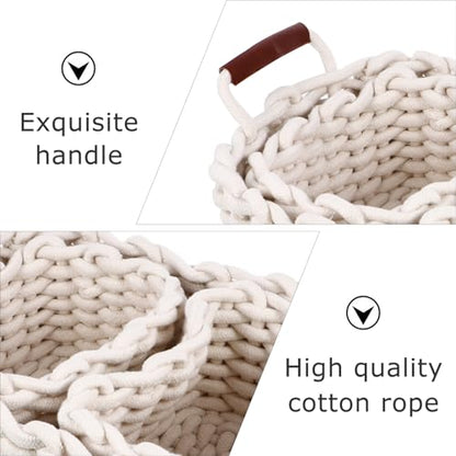 Nordic Woven Storage Baskets Thick Cotton Rope Nested Bins Versatile Organizers for Toys Clothes and Home Decor Set of 3