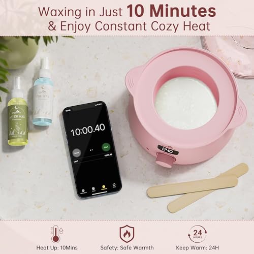 Lifestance Waxing Kit for Women & Men - Pink L3 Digital Warmer | Silicone Wax Pot Liner, Hair Removal Kit with 14.1oz Hard Wax Beads & Oil Spray, Professional for Brazilian Bikini Face Leg - color: Enhanced LCD (Pink) Kit