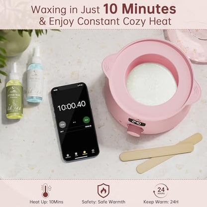 Lifestance Waxing Kit for Women & Men - Pink L3 Digital Warmer | Silicone Wax Pot Liner, Hair Removal Kit with 14.1oz Hard Wax Beads & Oil Spray, Professional for Brazilian Bikini Face Leg - color: Enhanced LCD (Pink) Kit