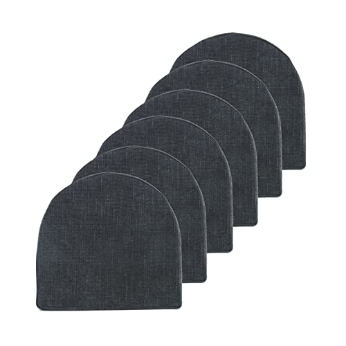 Chair Cushions 100% High Density Memory Foam Pads U Shaped 17" x 16"Non Slip Skid Rubber Back Seat Cover, 6 Pack, Black - color: Black, size: 6 Count (Pack of 1)