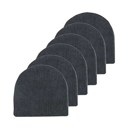 Chair Cushions 100% High Density Memory Foam Pads U Shaped 17" x 16"Non Slip Skid Rubber Back Seat Cover, 6 Pack, Black - color: Black, size: 6 Count (Pack of 1)
