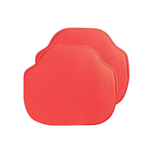 Klear Vu Gripper Omega Non-Slip Windsor Chair Cushions with Skid-Proof Seat Pad for Dining Room, Kitchen, and Office Use, 16x15 Inches, 2 Count (Pack of 1), Coral - color: Coral, size: 2 Count (Pack of 1)