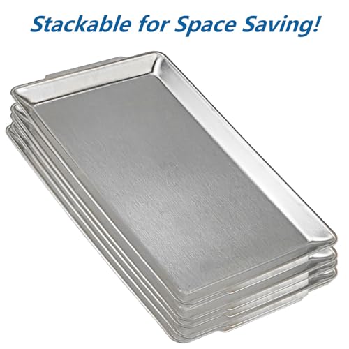 15.8" x 9.5" Large Serving Platters, Stainless Steel Heavy-Duty Large Serving Trays, Silver Rectangular Plates for Food, Fruit, Party, Wedding, Christmas, Chip and Scratch Resistant - color: Plata-40x24 Cm