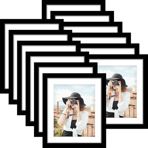 10x12 Picture Frame Set of 12, Modern Gallery Wall Frames, Black | Fits 8x10 With Mat or 10x12 Without Mat, Shatterproof Cover, Horizontal or Vertical Wall Mounting, Tabletop, Photo Collage - color: Black, size: 10x12