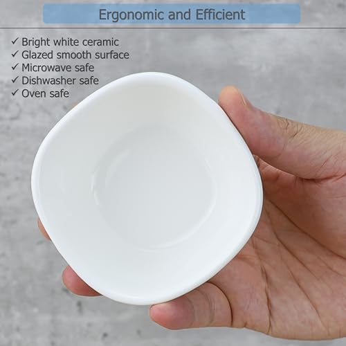 EIKS Ceramic Dip Bowls Side Dishes with Wooden Tray | For Serving Appetizer, Nuts Candy Snack, Sauce Seasoning