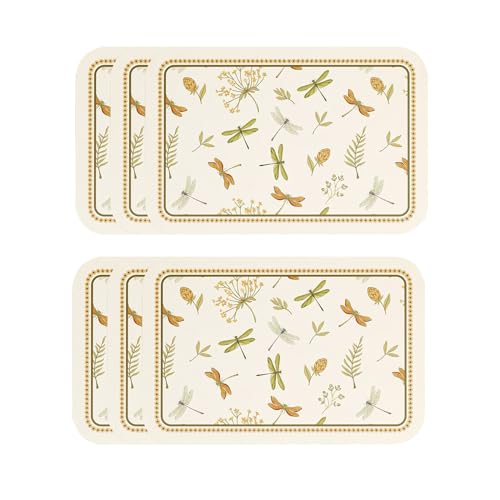 Vinyl Waterproof Placemats Set of 6 Rectangular,12"*17"-Grace B | Wipeable Beautiful Print Place Mats,Stain Resistant,Heat Resistant,Everyday Meals,Kitchen,Dinning,Holiday,Decor - color: Grace B