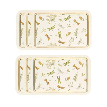 Vinyl Waterproof Placemats Set of 6 Rectangular,12"*17"-Grace B | Wipeable Beautiful Print Place Mats,Stain Resistant,Heat Resistant,Everyday Meals,Kitchen,Dinning,Holiday,Decor - color: Grace B