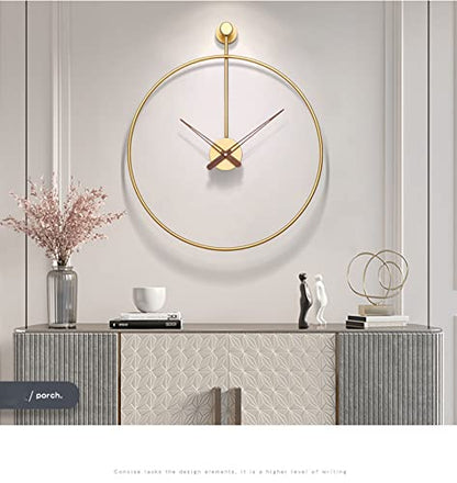 Large Wall Clock Modern Nordic Wall Clock Stylish Simplistic Luxury Metal Design Silent Quartz Mechanism for Home Dining Room School Office Hotels Living Room Bedroom,Gold