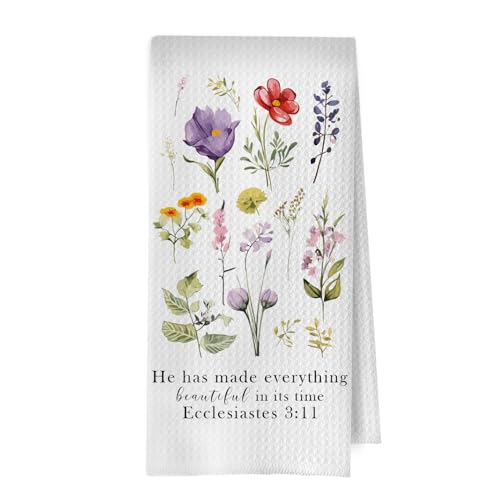 Bible Gifts Kitchen Towel - Christian Floral Gifts Decorative Waffle Dish Towels, Christian Religious Hand Towels, Pastor Gift Tea Towel, 16x24 Inch - color: Christian -10